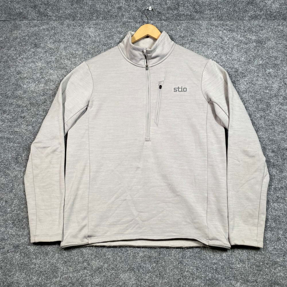 Stio Mens Basis Polartec Power Stretch Quarter Zip‎ Pullover Gray Medium